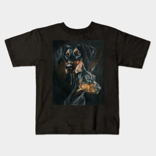 Double Doberman Pinscher Kids T-Shirt